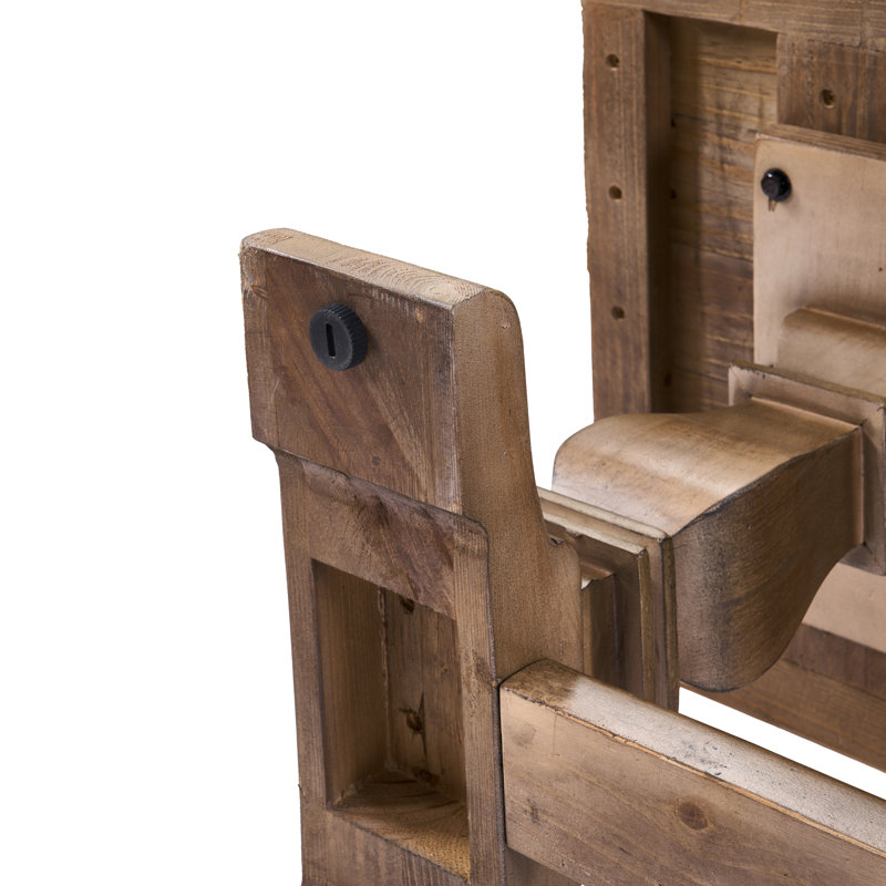 Banc en bois massif avec tréteaux doubles, Brown