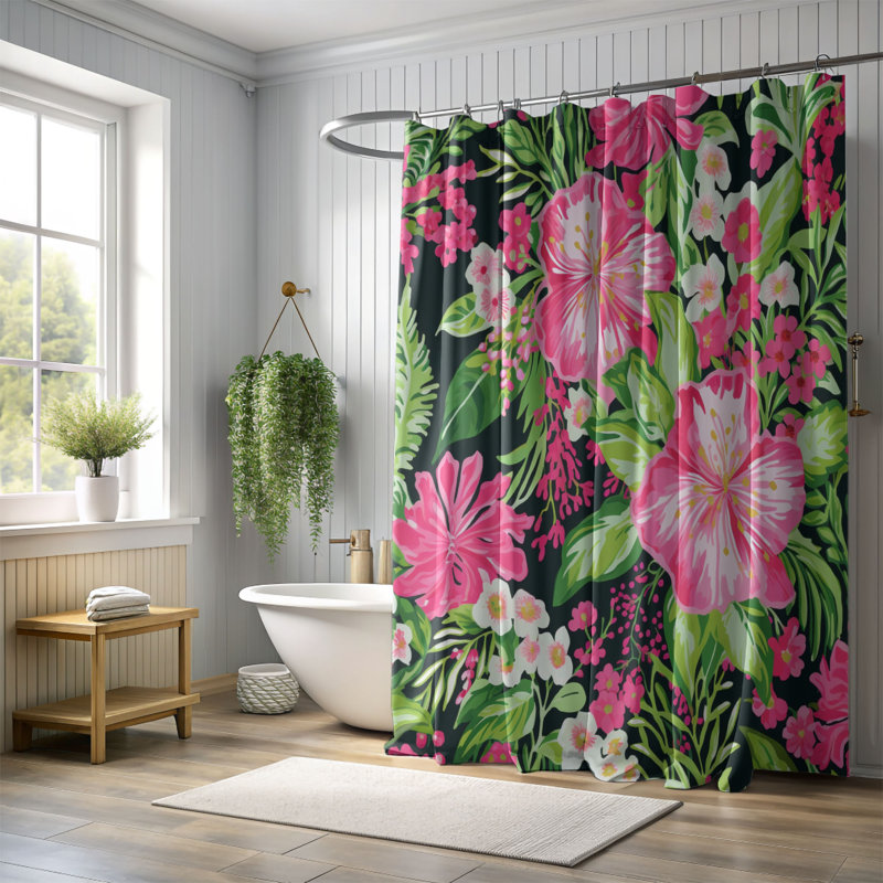 Rideau de douche 1 pièce Delicate, H 74 po x l 71 po