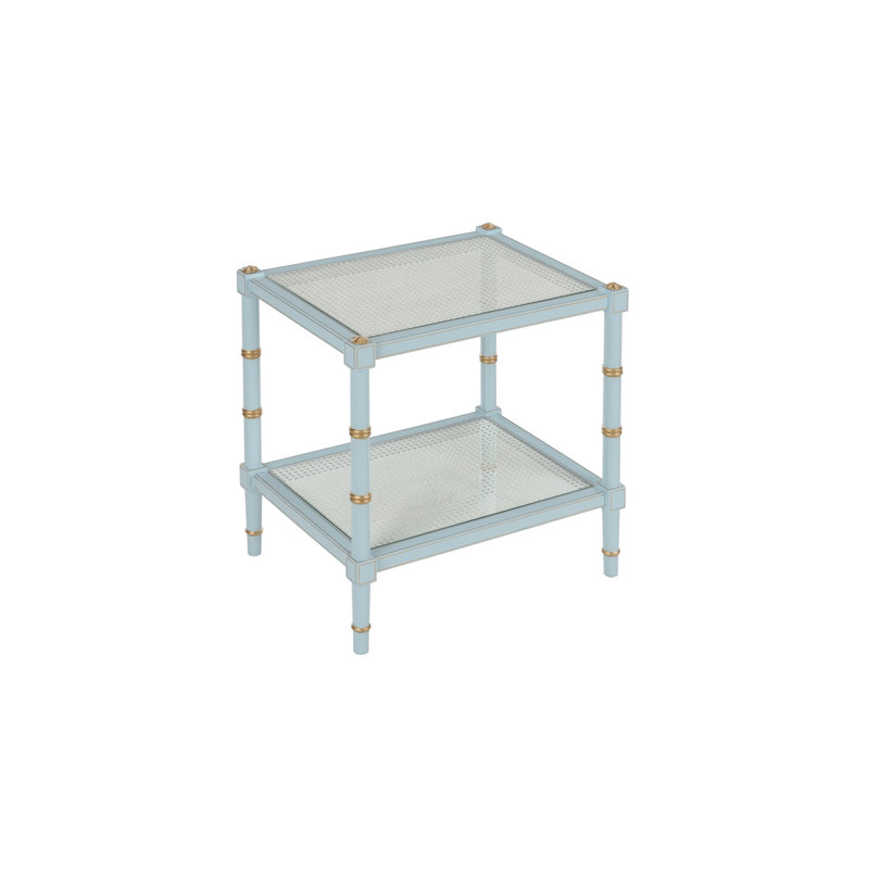 Conner Cane End Table, Light Blue