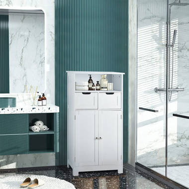 Lavish Home Kitchen or Bathroom Storage Cabinet with 3 Open Shelves, White