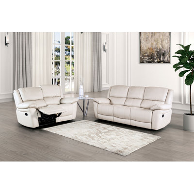 Ensemble de salon inclinable manuel en cuir 2 pièces, conception près du mur, avec siège confortable en mousse et ressorts ensachés