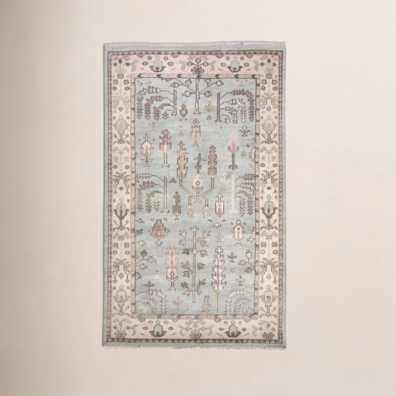 Athens Sky Hand Knotted Wool Rug, Rectangle 9'6" x 13'6"