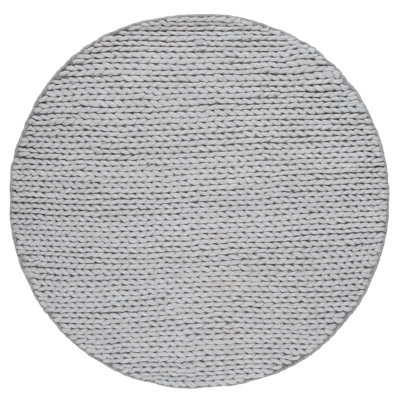 Handmade Braided Wool Light Gray Rug