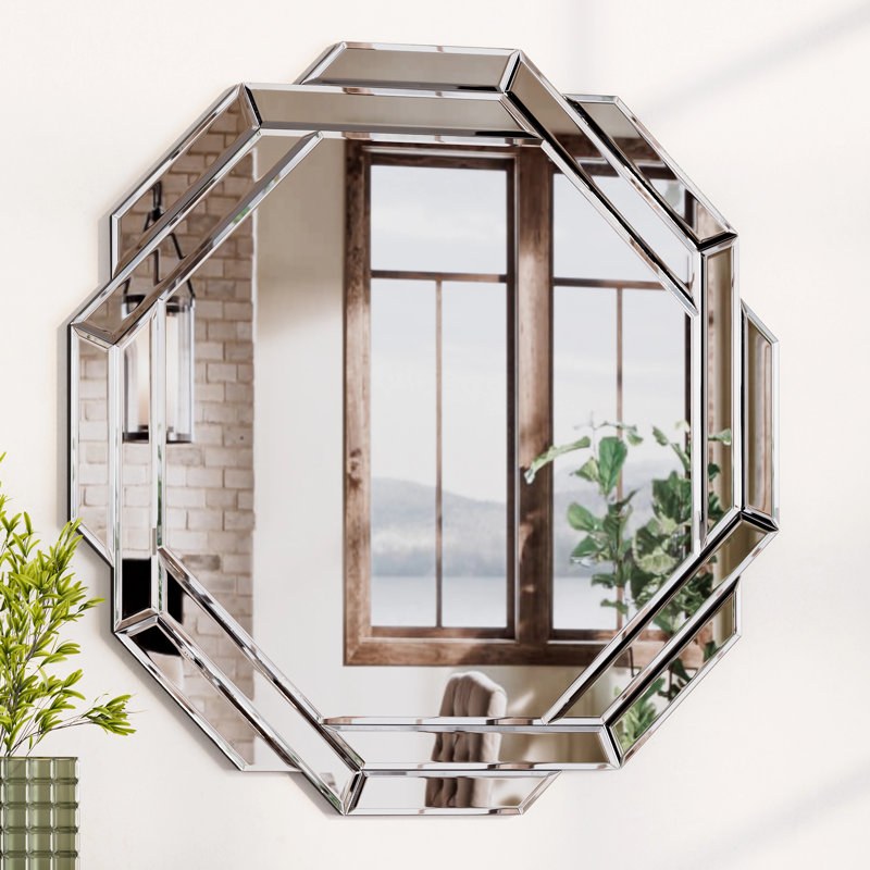 Miroir mural octogone, H 32 po x l 32 po