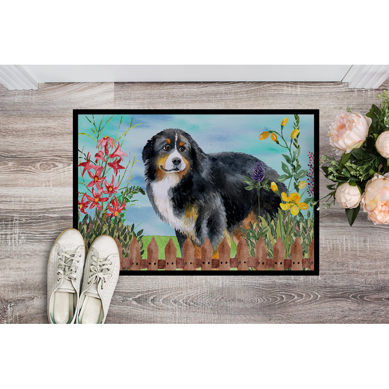 Tapis de porte d’extérieur antidérapant à ressorts bouvier bernois mountain dog, Rectangle 1 pi 6 po x 2 pi 3 po