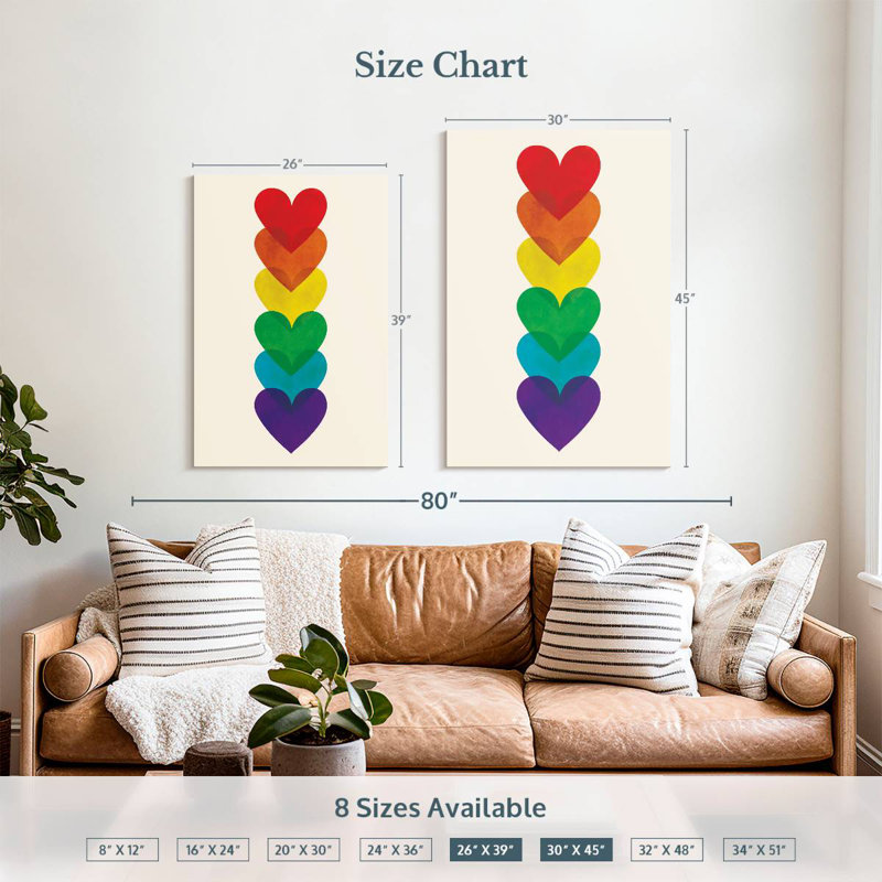 Khyia Rainbow Hearts Stack, 39" H x 26" W