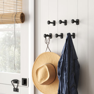 Indian Shelf Key Hanger Hooks | Black Coat Hooks for Hanging | Wood Modern  Towel Hook | Floral Block Single Hooks for Wall | Farmhouse Wall Hook