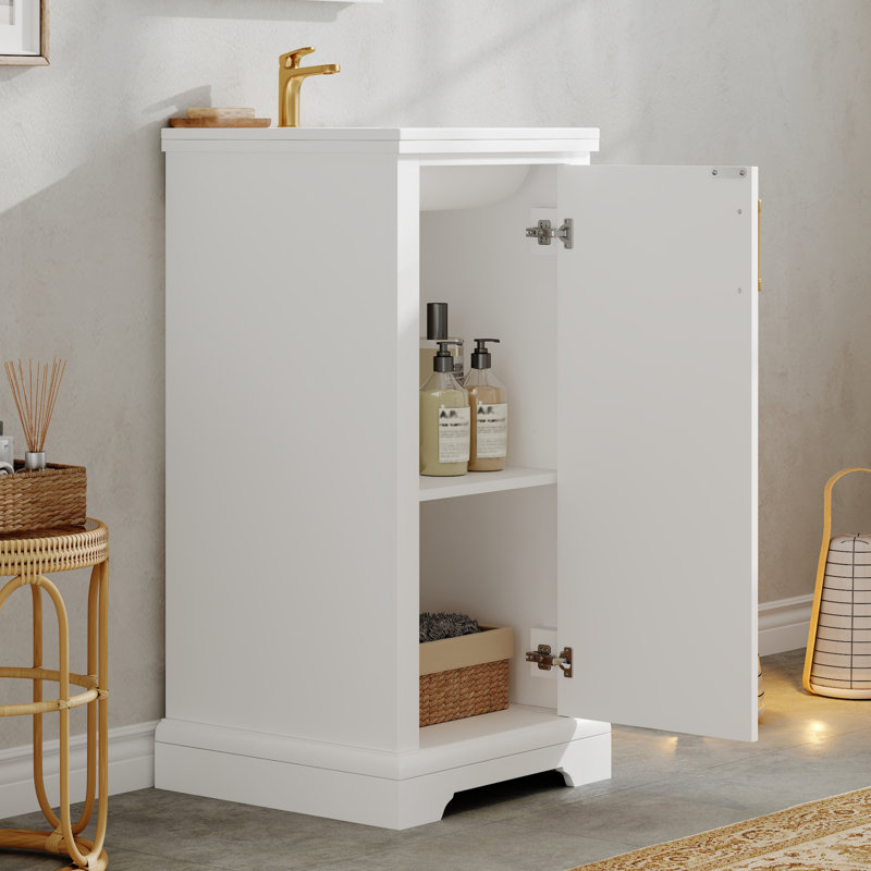 Ensemble de meuble-lavabo simple 16 po avec lavabo en céramique de style français 16 po avec porte à fermeture douce et tablette réglable