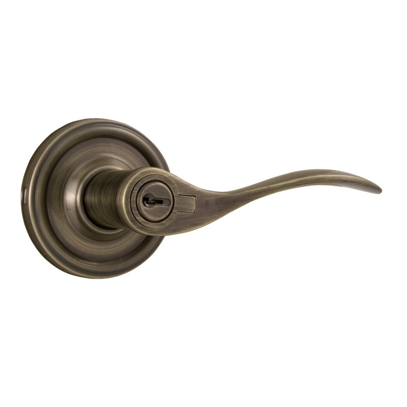 Levier de porte à clé Bordeau, Laiton poli, Droite