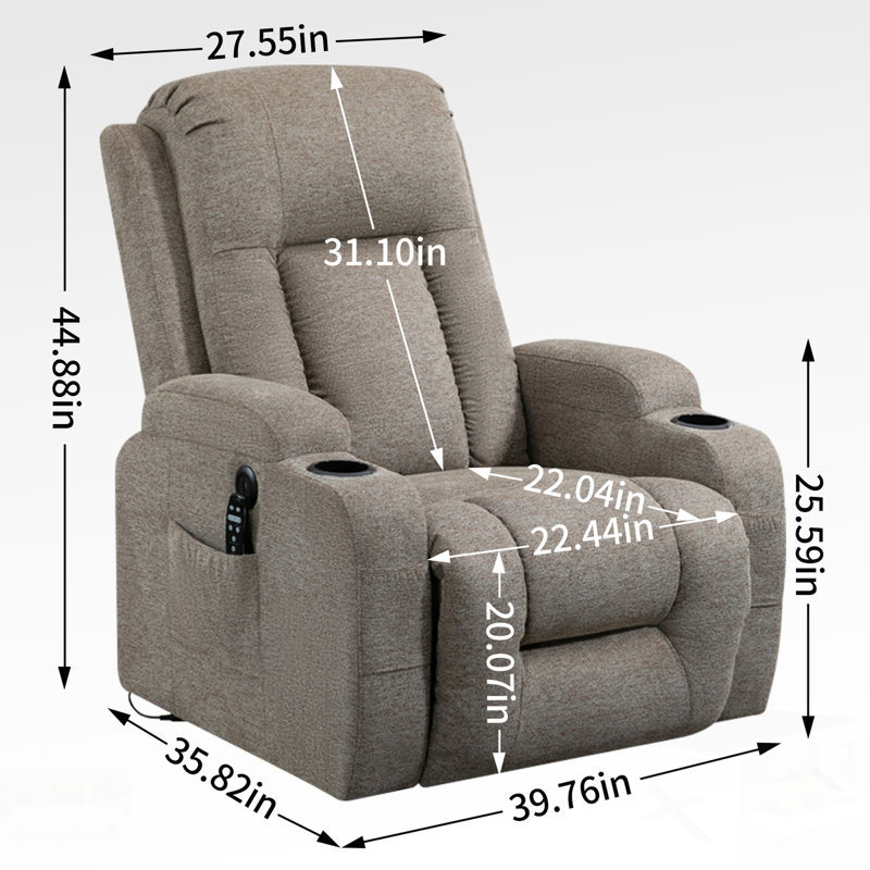 Fauteuil inclinable électrique à moteur Infinity Position pour personnes âgées, très résistant avec massage par vibration à 8 points, chauffage lombaire et port de charge USB