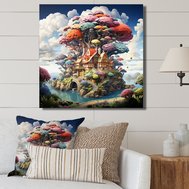 " The Wishing Tree House II ", 30" H x 30" W x 1" D, Wrapped Canvas