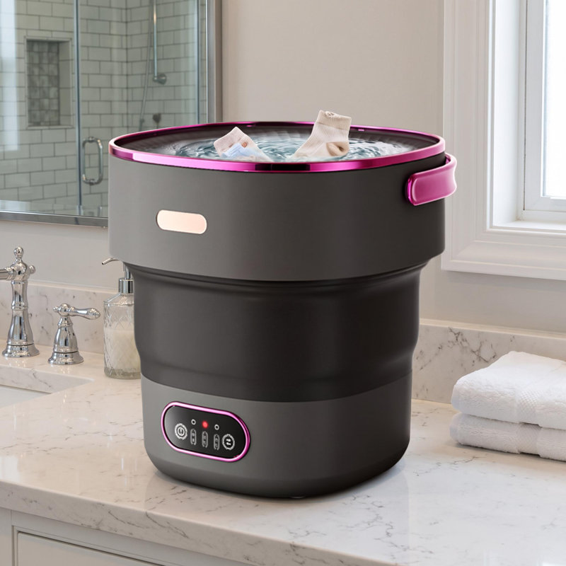 Mini laveuse portative, laveuse pliable de 13 L avec essoreuse, noir et violet, Mauve / noir