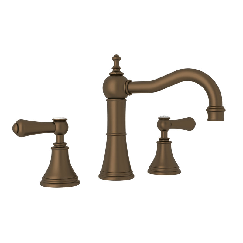 Georgian Era Widespread Lavatory Faucet with Column Spout, English Bronze, Lever