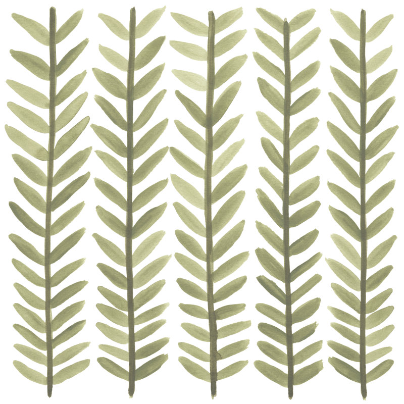 «Greenery Motif VII» par June Erica Vess - peinture sur toile tendue, H 12 po x l 12 po