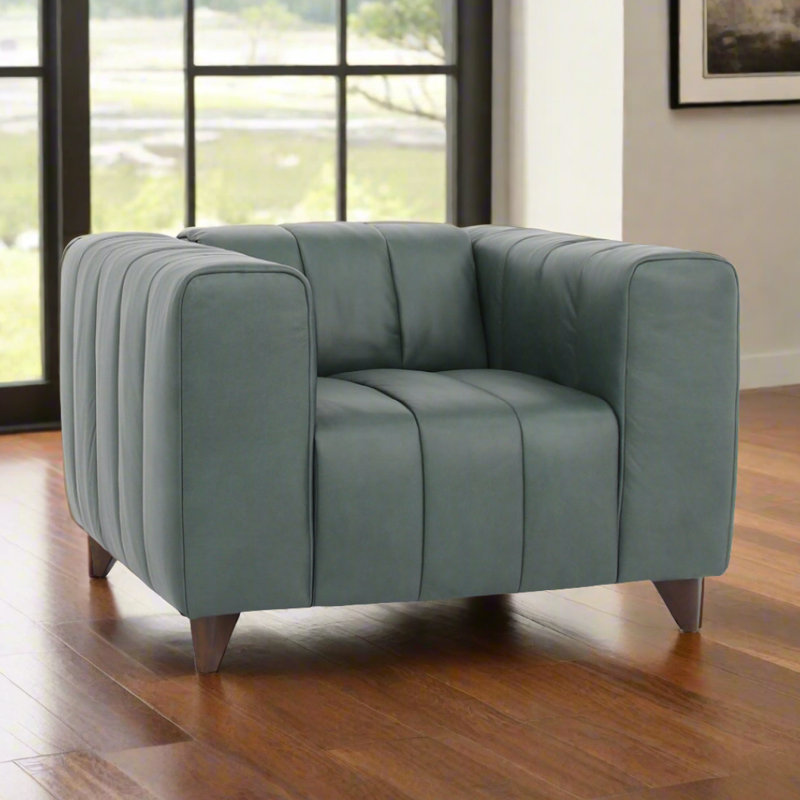 Fauteuil en cuir à grain supérieur Octavia - vert