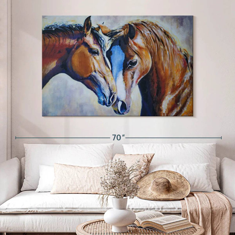 Two Affectionate Horses, 34" H x 51" W