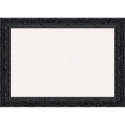 Filigree Gloss Black Framed Corkboard, White Cork Bulletin Board, Organization Board, Pin Board