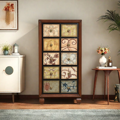 Retro Hand-Painted Solid Wood Cabinet