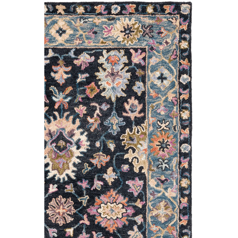 Hand Tufted Wool/Cotton Oriental Rug in Beige/Black/White, Rectangle 6' x 9'