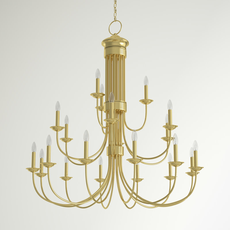 Arunvir 21 - Light Steel Dimmable Chandelier, Polished Brass