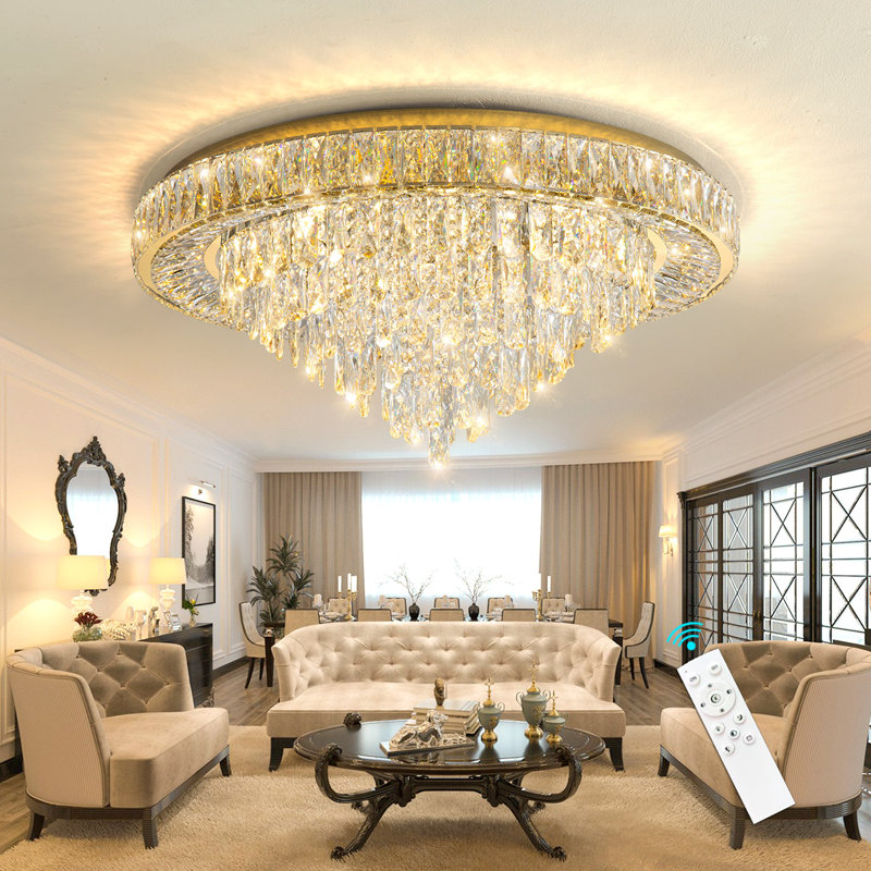 Crystal Chandeliers Led Dimmable Ceiling Light, Gold