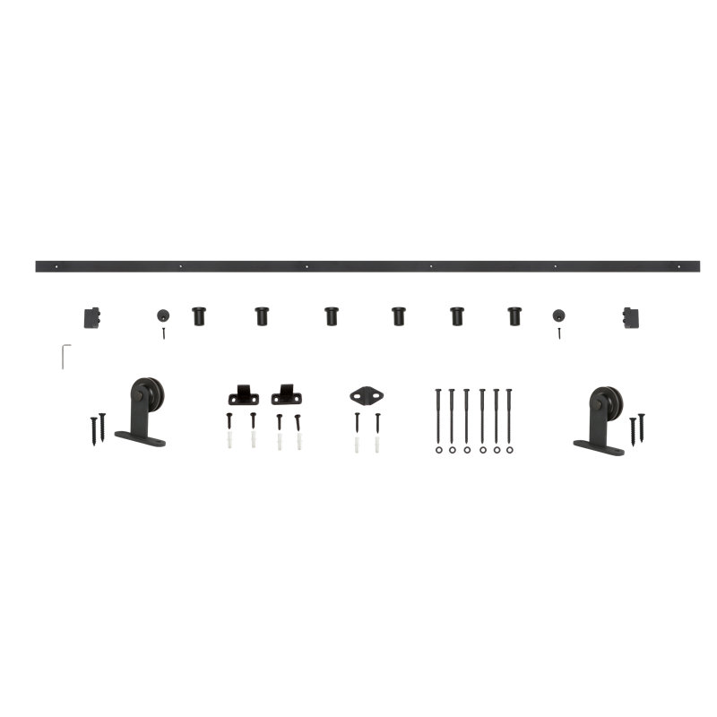 Black 96" Metal Top Mount Barn Door Hardware Kit