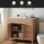 Meuble-lavabo de 36 po en bois avec cadre en bois massif, 2 portes à fermeture douce, 3 tiroirs à fermeture douce, tablette réglable, armoire de rangement moderne pour les petites salles de bain