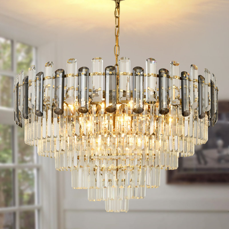 Lustre à niveaux 17 lumières Norgren, 19.68" H x 28.74" W x 28.74" D