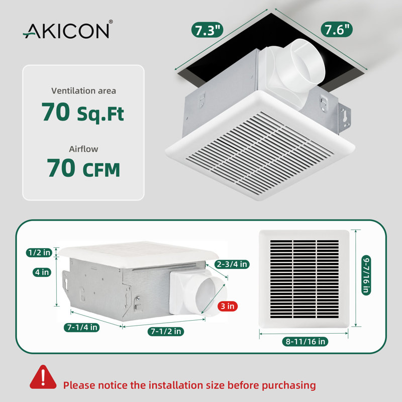 Ventilateur de salle de bain 70 CFM