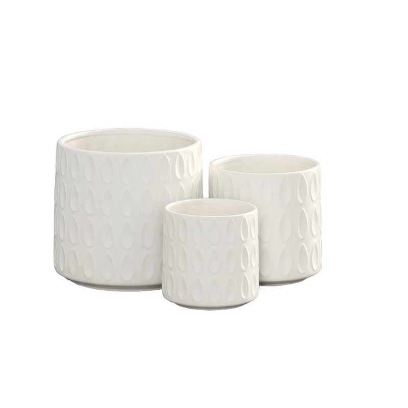 Vase rond en céramique blanc mat