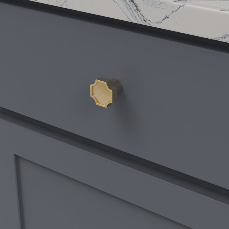 Monarch Collection Square Knob - 1-1/4" x 1-1/4" Cabinet Knob Brushed Golden Brass - Transitional Hardware for Drawers & Cabinets