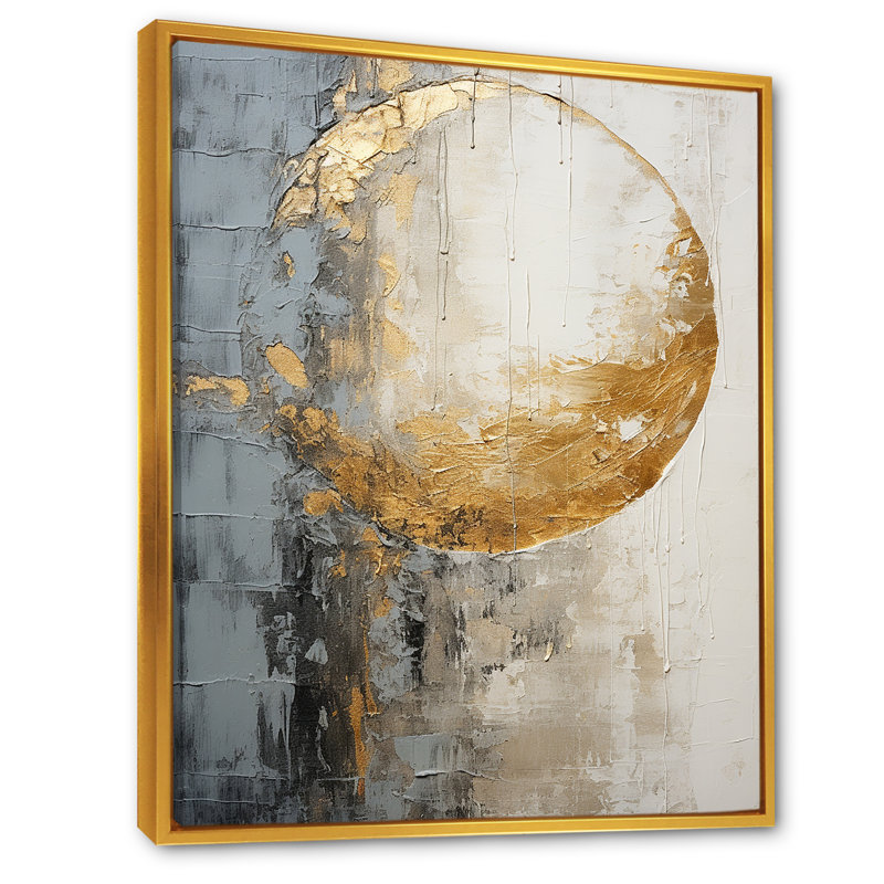 «Minimalisme gris or lune poteries - abstrait spirales», reproduction d'art sur toile encadrée, 32" H x 16" W