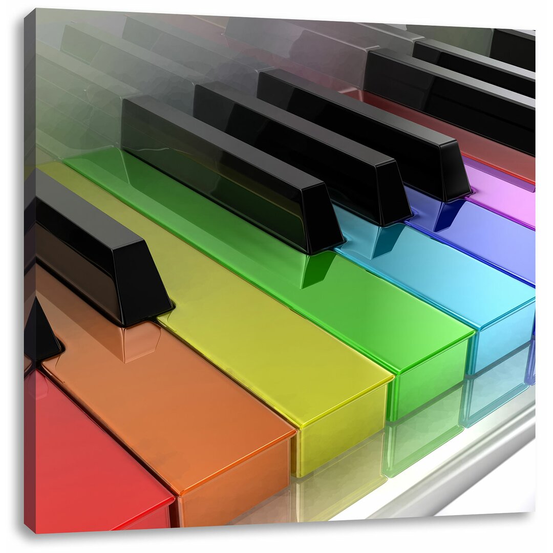 Leinwandbild Piano Rainbow Colours Bunte Klaviertasten