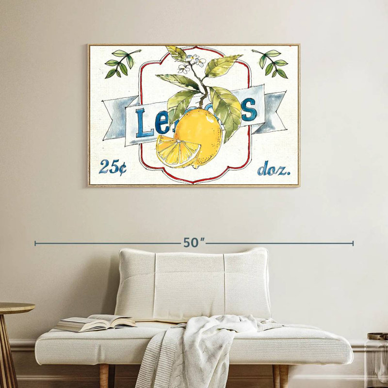 Plaque murale Fruit Stand II, Cadre flottant en bois naturel, 40 po x 27 po
