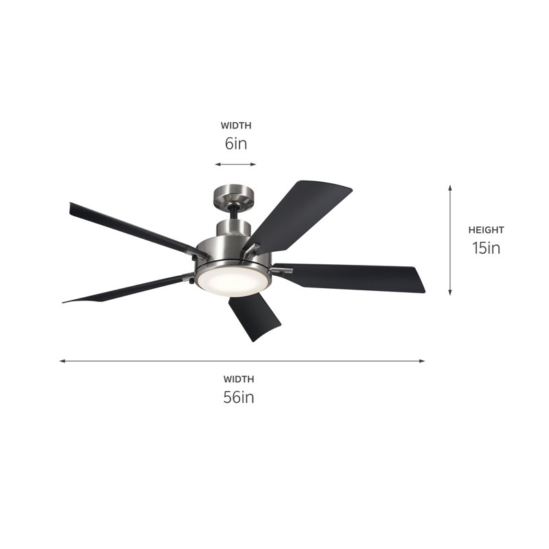 54'' Ceiling Fan with LED Lights, Brushed Stainless Steel
