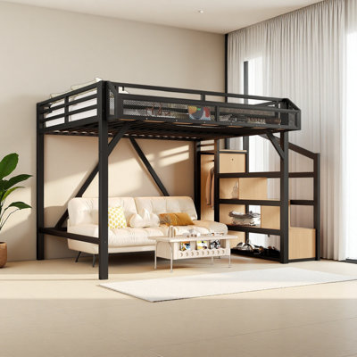 Loft Bed With Storage Stairs, Shelves And Built-In Wardrobe