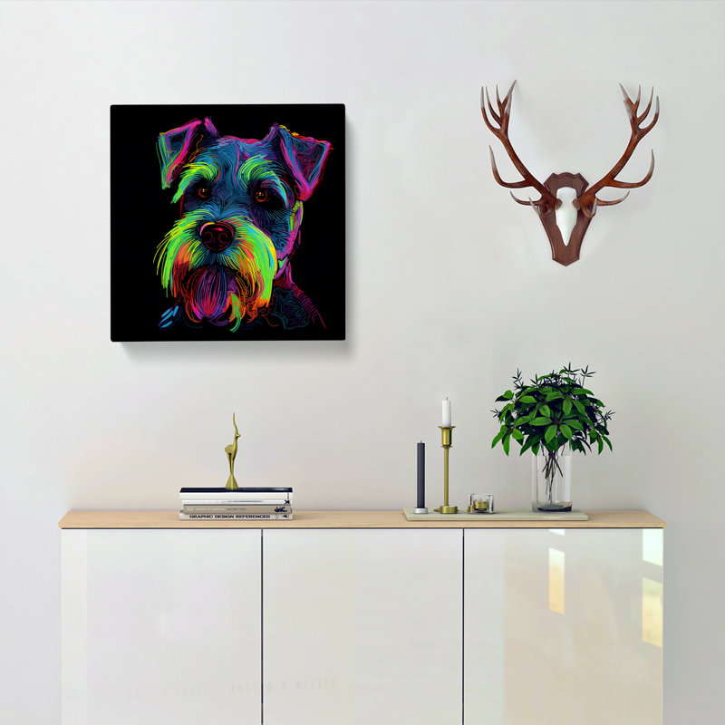 Schnauzer Neon - No Frame Print, 35cm H x 35cm W x 3cm D