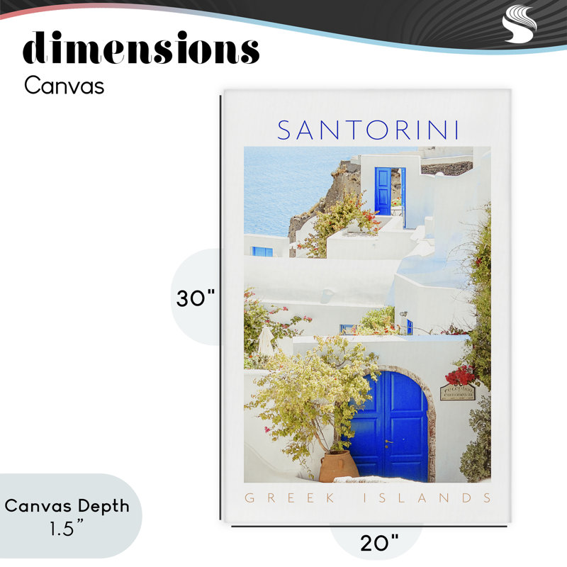 Santorini, îles grecques, toile par Erin Marie, H 30 po x l 20 po