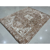 7x9 Ivory Hand-Knotted Wool Distressed Floral Modernist Design Modern Contemporary Carpet Rug