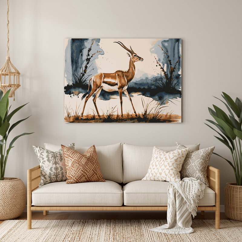 Faune, art mural gris Gerenuk, H 16 po x l 20 po