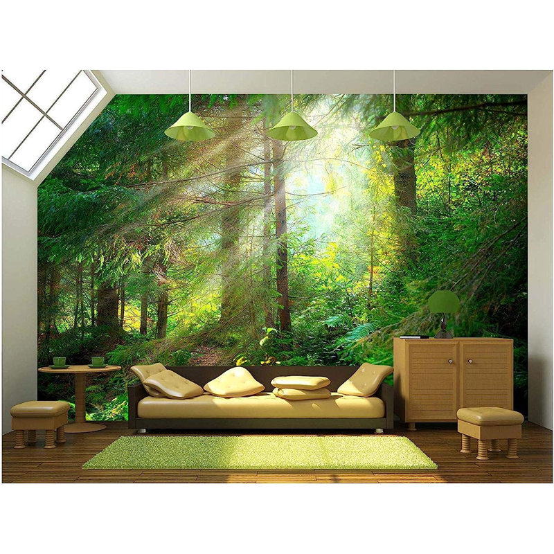 Murale vert forêt profonde, L 144 po x l 100 po