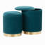 Ensemble de repose-pieds gigognes en métal doré et velours bleu sarcelle-522105943