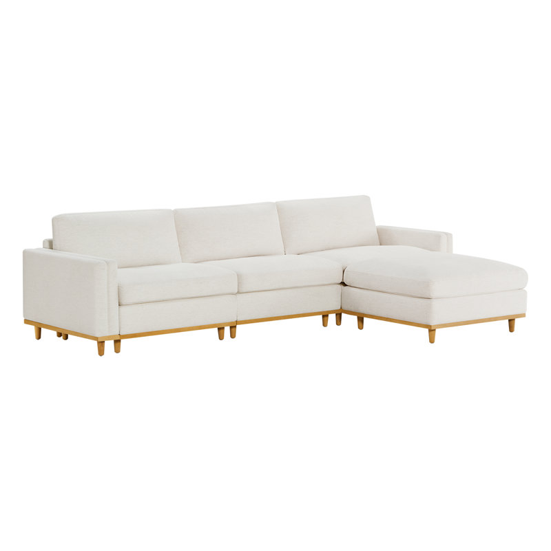 Canapé modulaire surdimensionné de 117 po avec repose-pieds Laima, Polyester crème