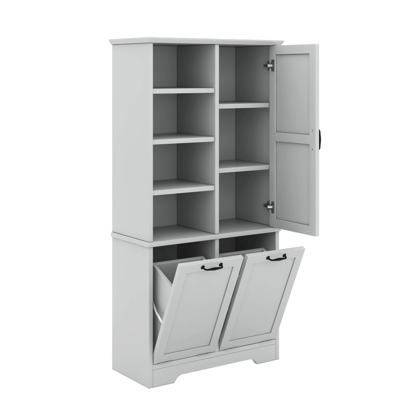 Maximize Space With Bathroom Storage Cabinet, Adjustable Shelves, Grey