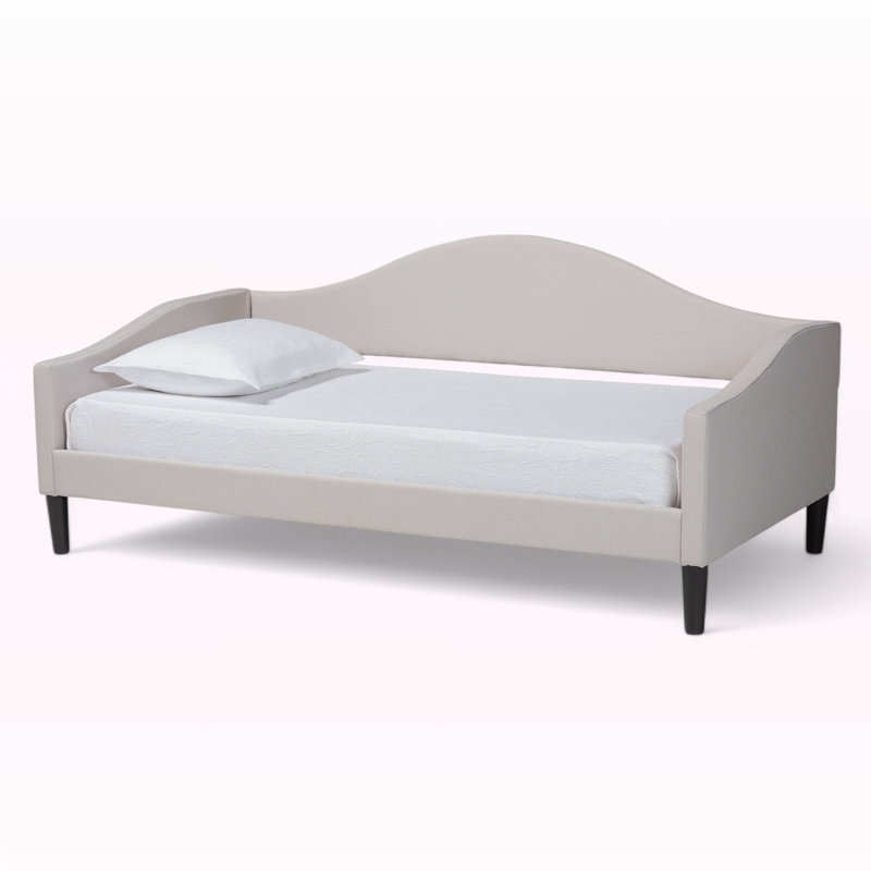 Montgomery Modern And Contemporary Beige Fabric Upholstered And Dark Brown Finished Wood Twin Size Daybed, Full, Beige