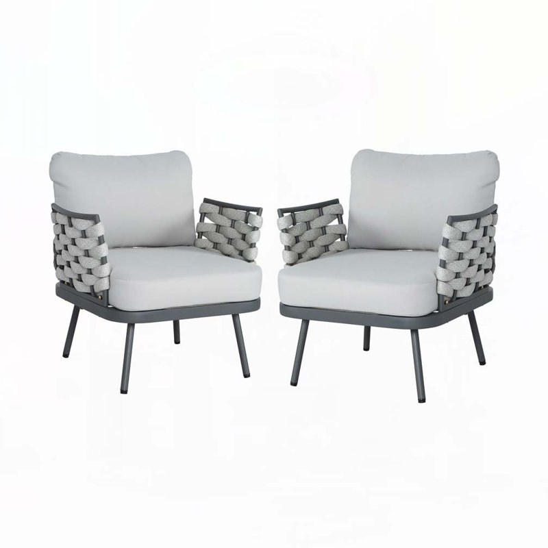 Outdoor Rope Club Chair, Grey, Off White