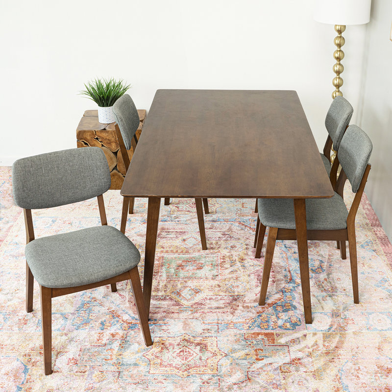 4 - Person Solid Wood Top Four Leg Dining Set, Walnut