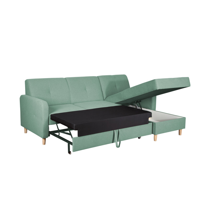 4 Seater Sofa Bed, Right Hand Facing, Green
