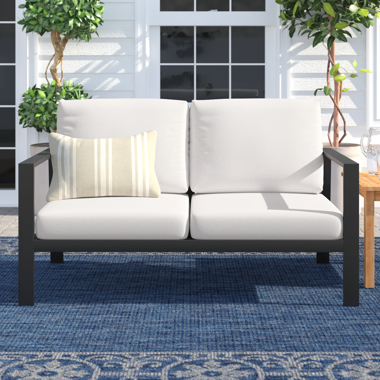 Townsend 55" Sunbrella® Patio Loveseat, Yes, Gray, Sunbrella Cavnas Heather Beige