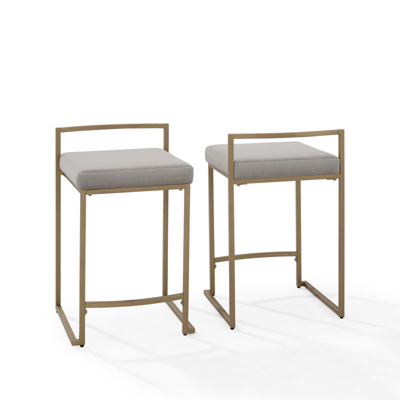 Progreso Upholstered Counter Stool with Metal Frame, Counter Stool (24.25" Seat Height), Gray